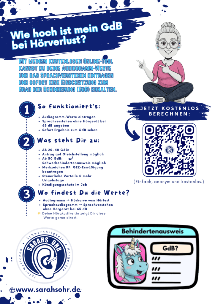 Vorschau Flyer mit QR-Code zur Seite des GdB-Rechners für Hörverlust